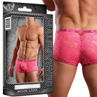 Male Power Mini Short Neon Lace Hot Pink L - Lingerie Clothing and Accessories