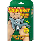 Novelty squeaker elephant G-string packaging with cartoon elephant and suggestive text