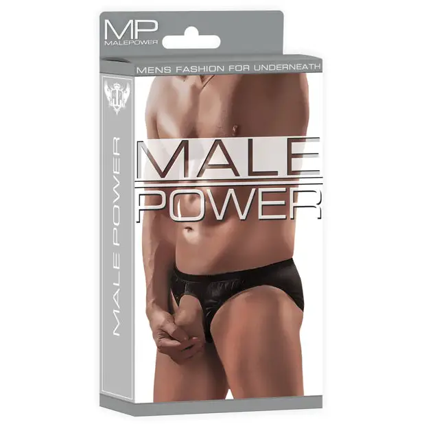 Male Power Nylon Lycra Pouchless Brief Blk OS - Black - Lingerie Clothing and Accessories