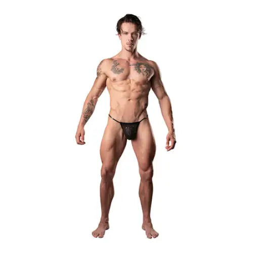 Male Power Show Stopper Posing Strap Silver Mesh Dot O/S - G-String