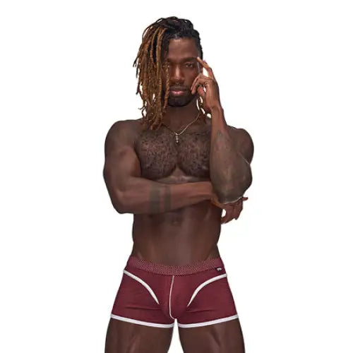 Male Power Sport Mesh Sport Mini Short Burgundy S - Lingerie Clothing and Accessories