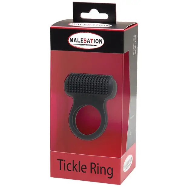 Malesation Tickle Me Nubbed Cock Ring - Black - Cock Ring