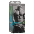 Man Squeeze ’Stud’ ULTRASKYN Stroker with masculine packaging featuring muscular torso