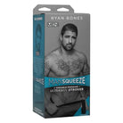 Man Squeeze ULTRASKYN Stroker packaging with shirtless tattooed man - Ryan Bones