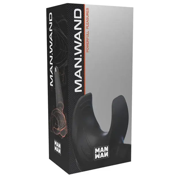 Man Wand Black U-shaped sex toy in packaging labeled ’MANWAND’ for ultimate pleasure