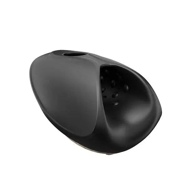 Sleek ergonomic black computer mouse, reminiscent of Man Wand Heat and Vibration Pulsion