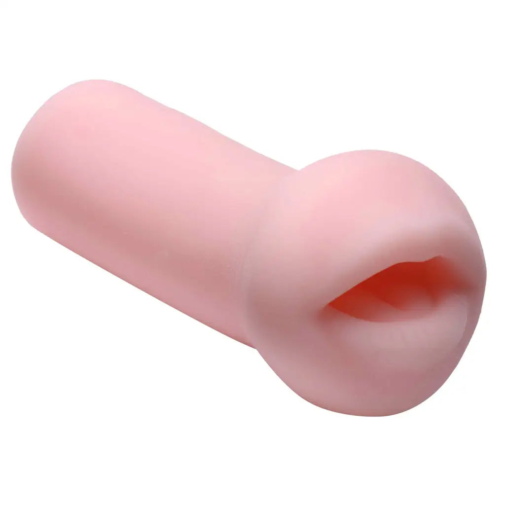 Maries Tight Mouth Stroker: Sleek pink silicone design on a crisp white background