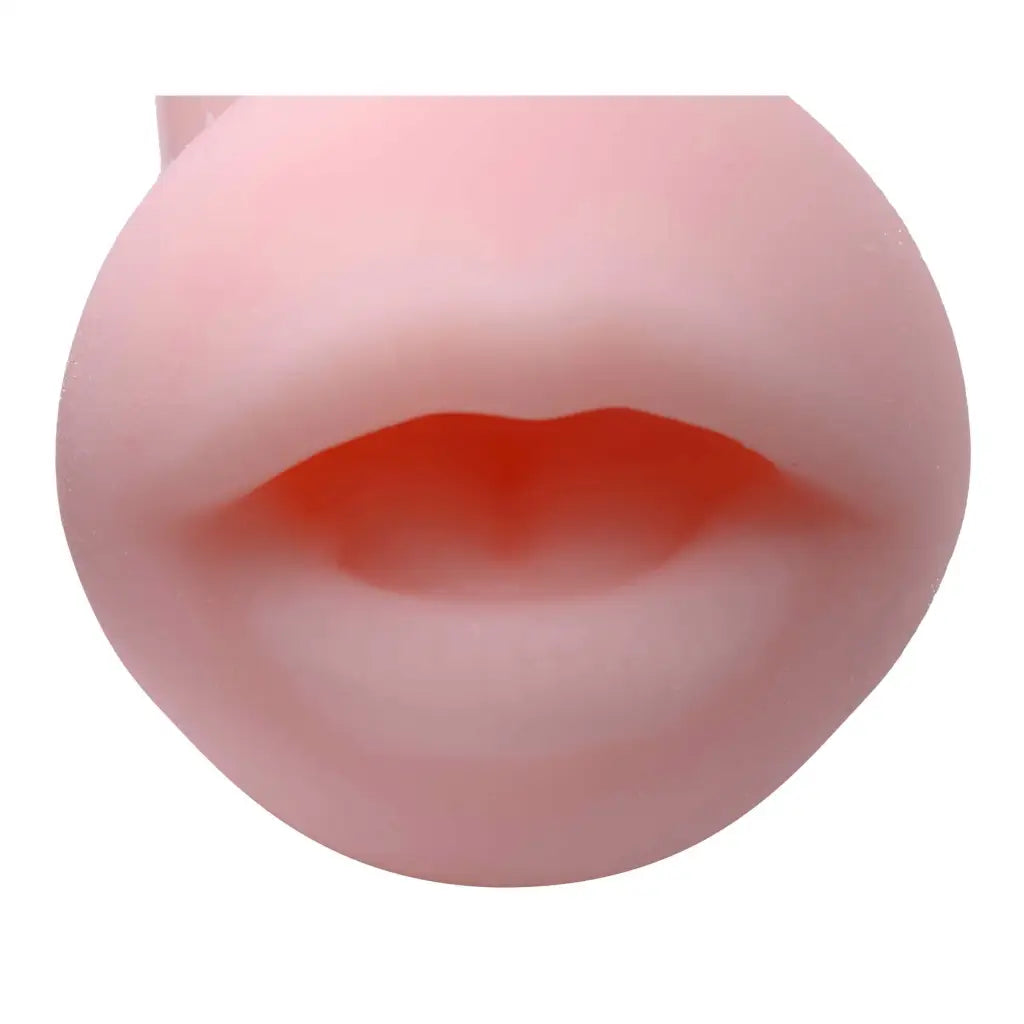 Pink plastic ball with a red lip for Maries Tight Mouth Stroker providing a tight experience