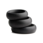 Master Series 3 Piece Silicone Cock Ring Set - Black rubber rings for enhanced performance