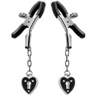 Master Series Nipple Clamp Master Series Charmed Heart Padlock Nipple Clamps - Black at the Haus of Shag