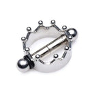 Master Series Crowned Magnetic Nipple Clamps - Silver, circular jewelry with protruding balls