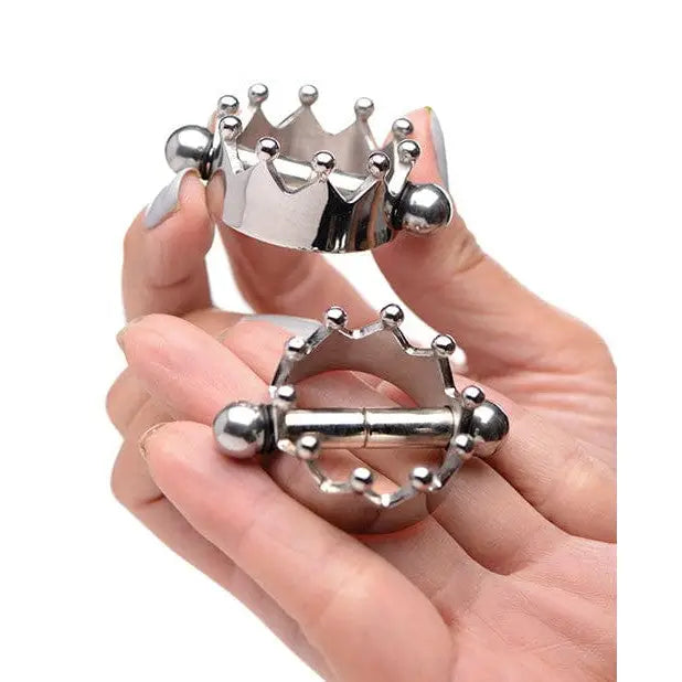 Master Series Nipple Clamp Master Series Crowned Magnetic Nipple Clamps - Silver at the Haus of Shag