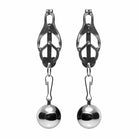 Master Series Deviant Monarch Weighted Nipple Clamps with attached metal balls for enhanced pleasure