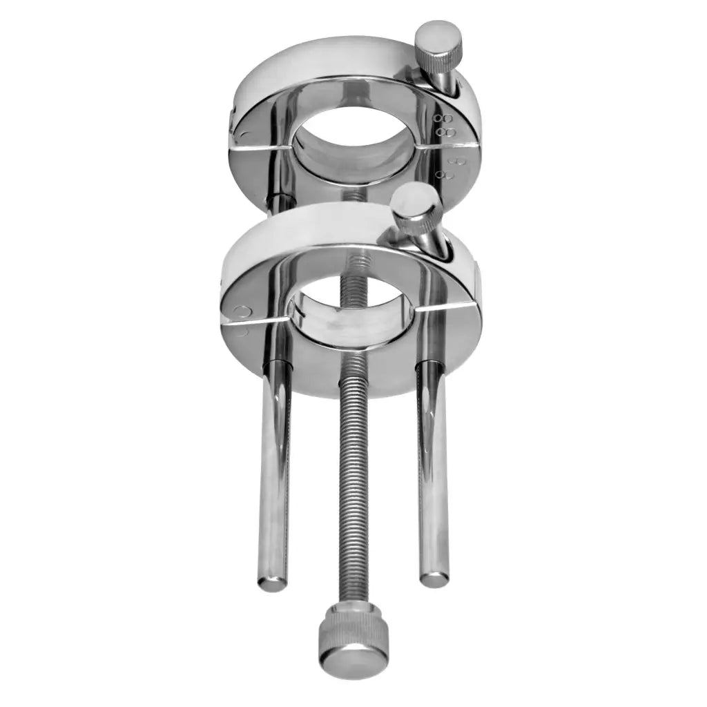 Master Series Ball Stretcher Silver Master Series Double Ring Extreme CBT Ball Stretcher at the Haus of Shag