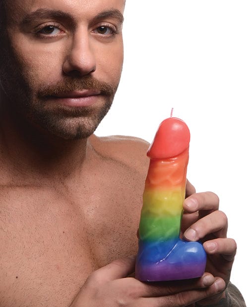 Master Series Dripping Candle Master Series Pride Pecker Dick Drip Candle - Rainbow at the Haus of Shag