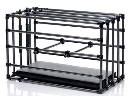 Master Series Dungeon Furniture Black Master Series Kennel Adjustable Puppy Cage With Padded Board at the Haus of Shag