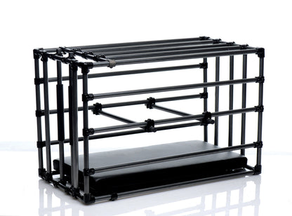 Master Series Dungeon Furniture Black Master Series Kennel Adjustable Puppy Cage With Padded Board at the Haus of Shag