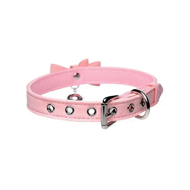 Pink leather dog collar with metal studs and buckle, from Master Series Golden Kitty