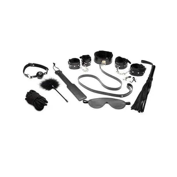 Master Series Hook Up 10 Pc Plush Bondage Set with restraints, blindfold, and implements