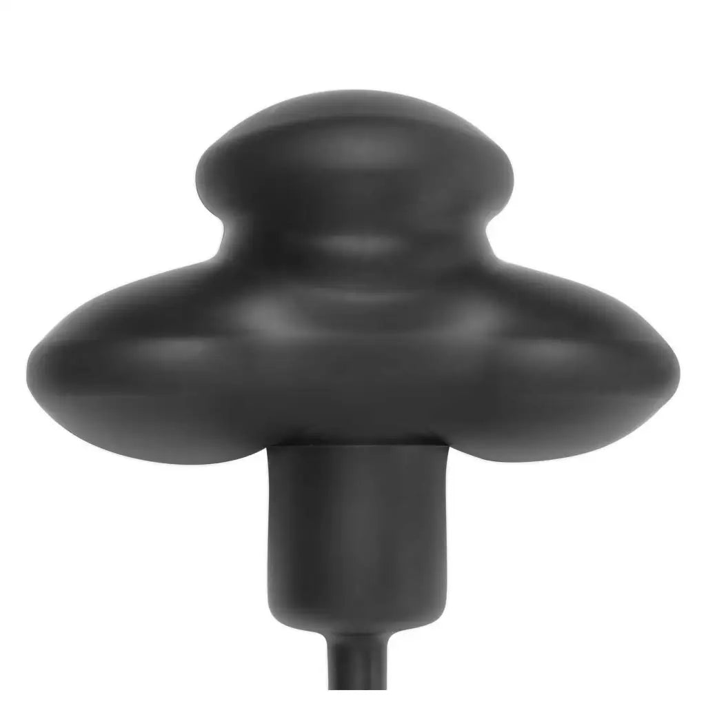 Close-up of a black plastic knob for Master Series Inflatable Silicone Butterfly Gag