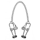 Master Series Nipple Clamp Silver Master Series Intensity Nipple Press Clamps with Chain at the Haus of Shag