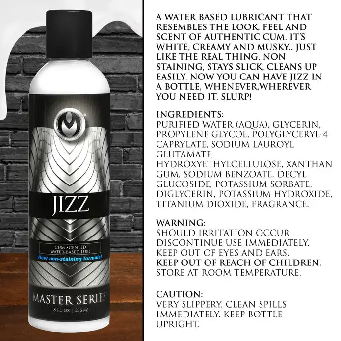 Master Series ’Jizz’ Water Based Cum Scented Lube - 8.5 oz. - Water Based Lubricant