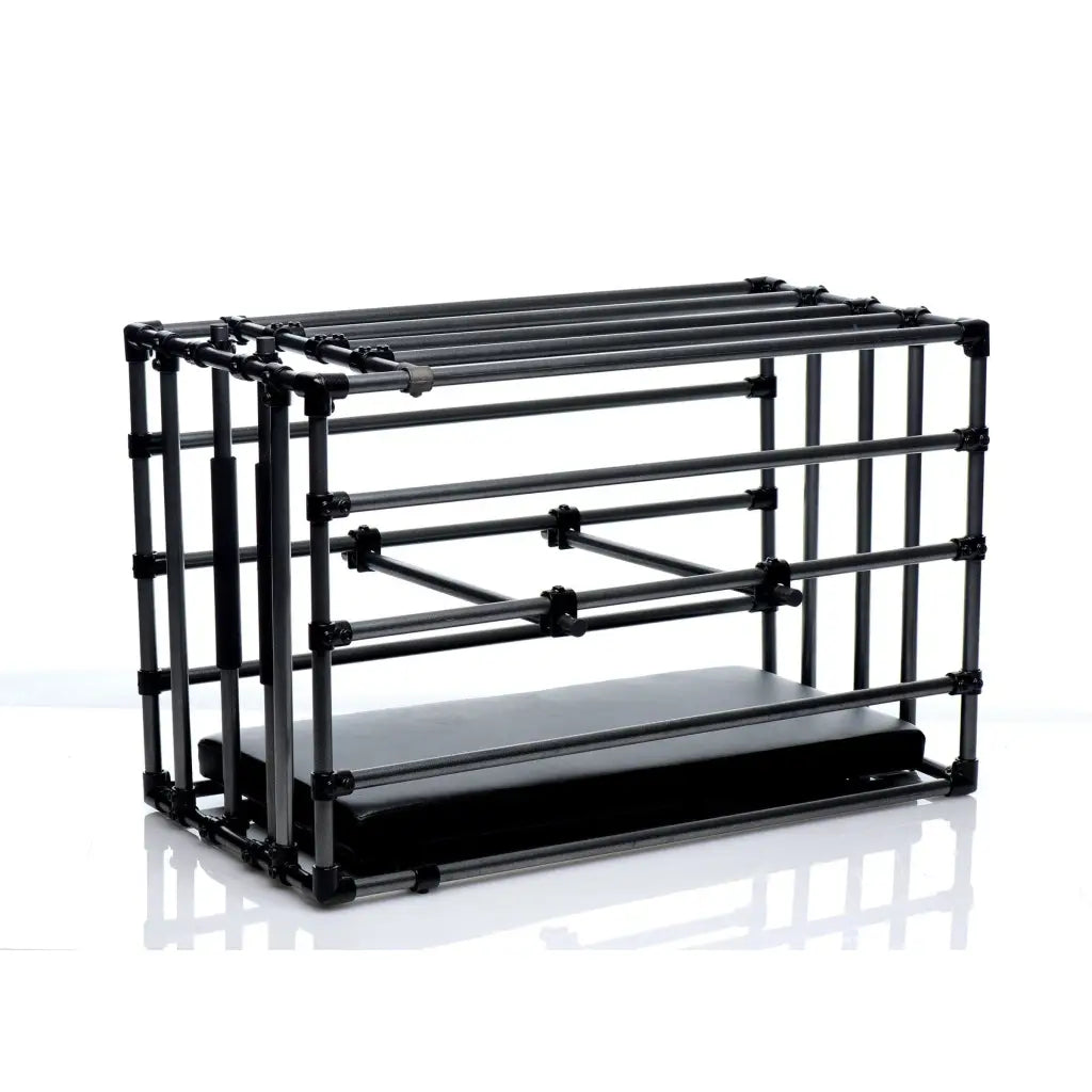 Black and white image of Master Series Kennel Adjustable Puppy Cage with Padded Board