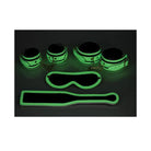 Master Series Kink in the Dark Glowing Cuffs, Blindfold & Paddle Set for night-time play