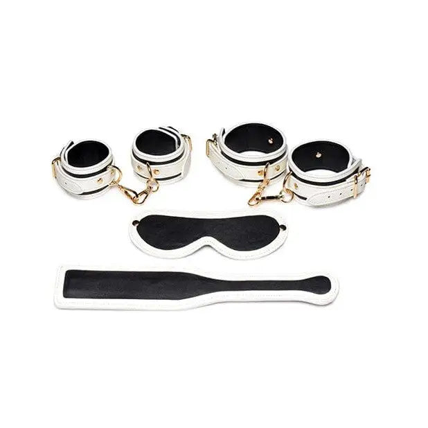 Master Series Kink in the Dark Glowing Cuffs, Blindfold & Paddle Set for BDSM