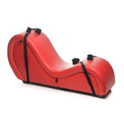 Red leather chaise lounge with black straps - Master Series Kinky Couch Sex Chaise Lounge