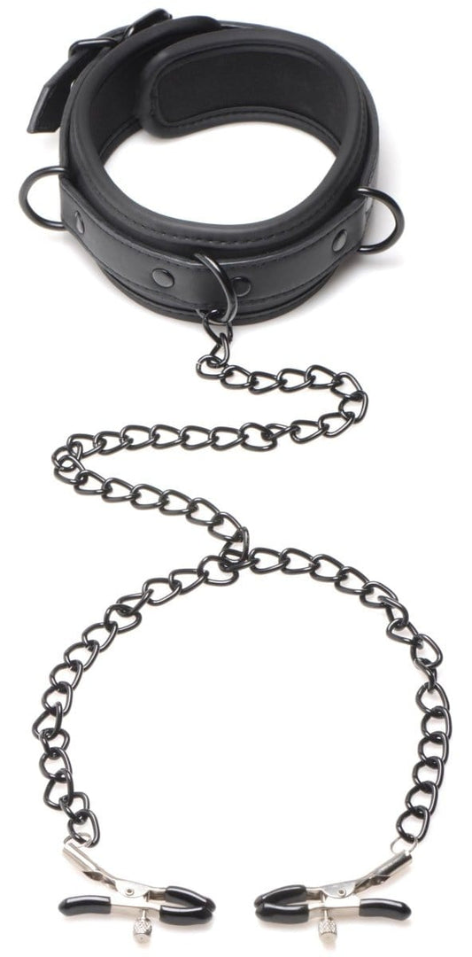 Master Series Nipple-clamps Collared Temptress Collar With Nipple Clamps at the Haus of Shag