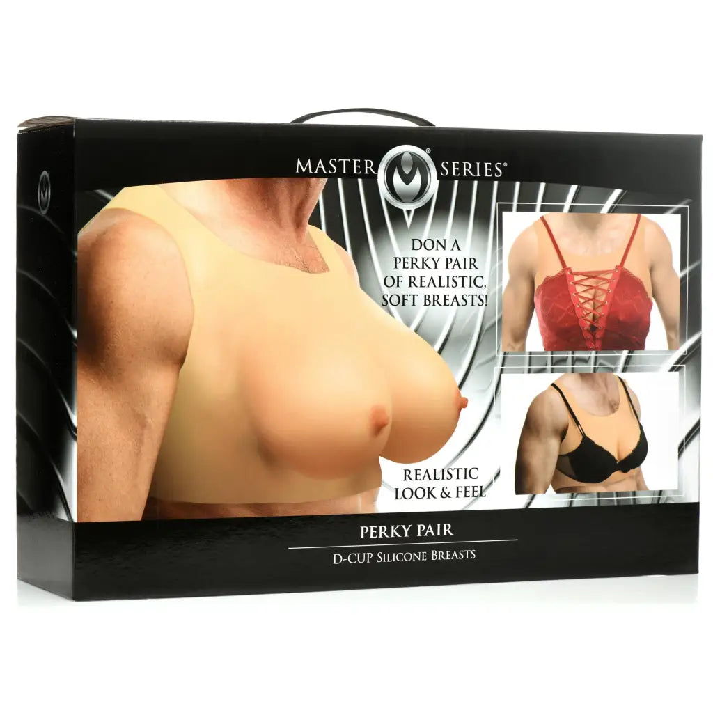 Master Series Perky Pair D-cup wearable silicone breast forms for natural look