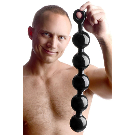 Master Series Plug Black Baller Anal Beads at the Haus of Shag