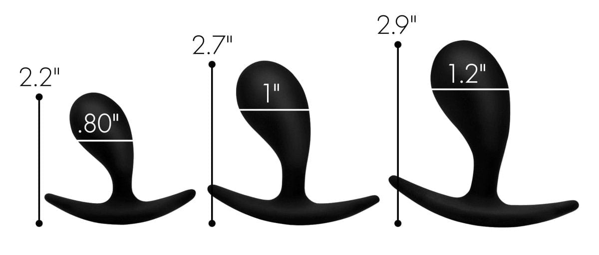 Master Series Plug Dark Droplets 3 Piece Curved Silicone Anal Trainer Set at the Haus of Shag