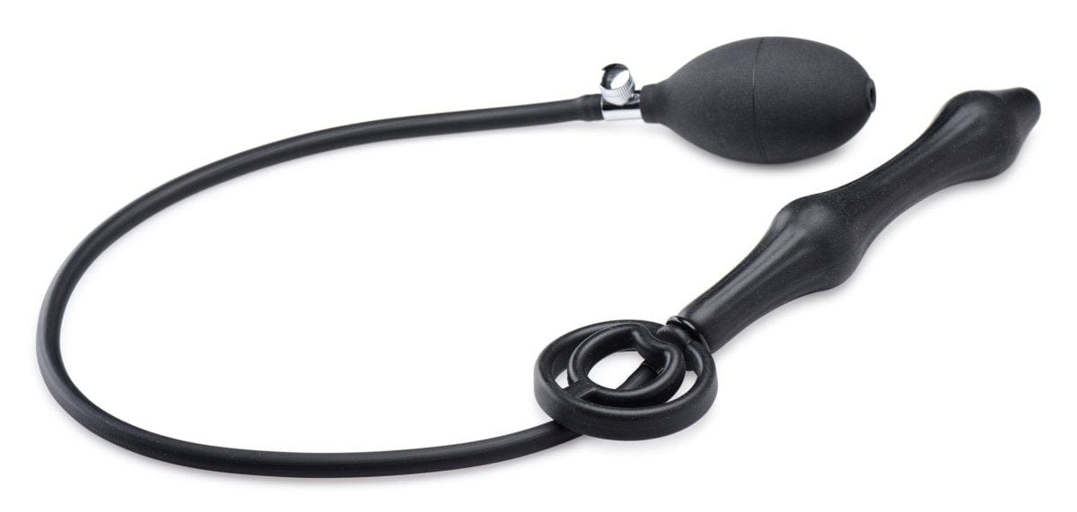 Master Series Plug Devils Rattle Inflatable Silicone Anal Plug With Cock And Ball Ring at the Haus of Shag