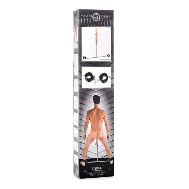 Master Series Squat Anal Impaler with Spreader Bar and Cuffs Adult Novelty Product Packaging