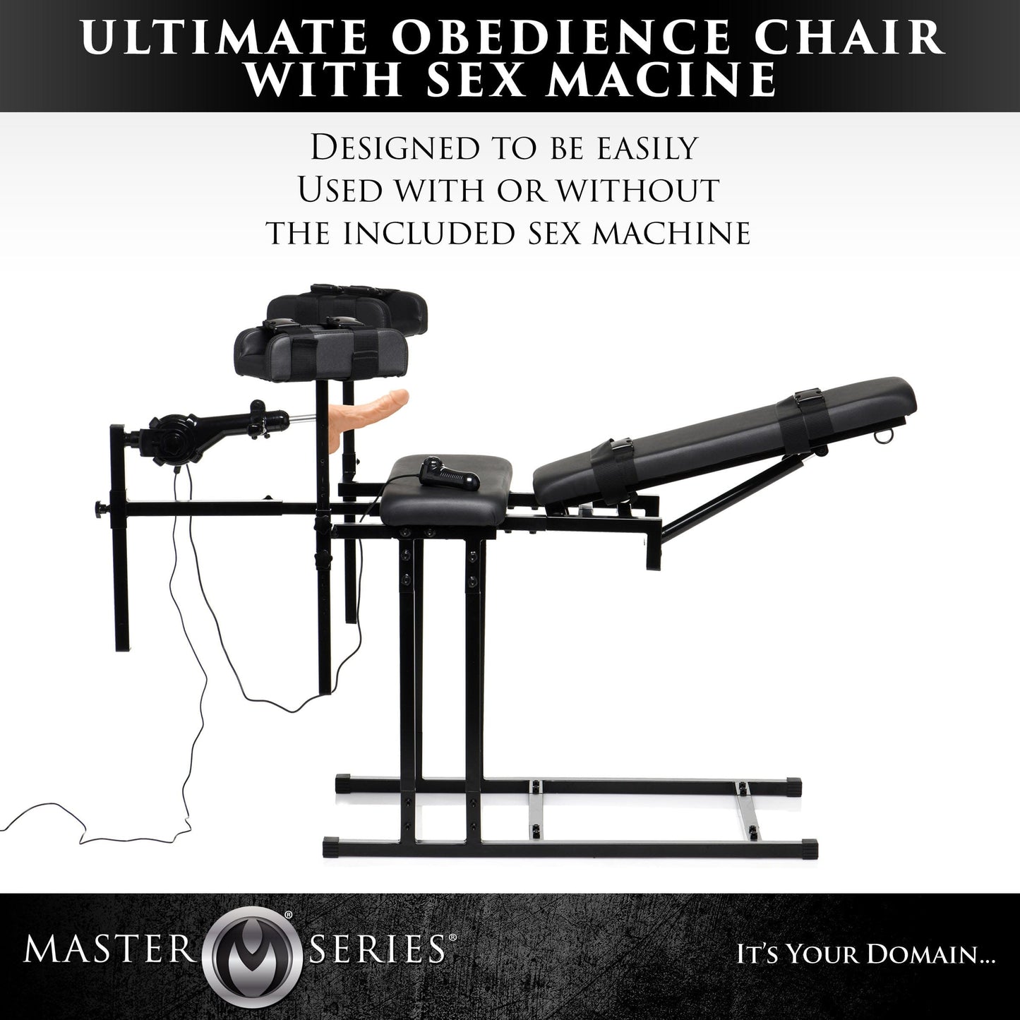 Master Series Thrusting Machine Black Master Series Ultimate Obedience Chair With Sex Machine at the Haus of Shag