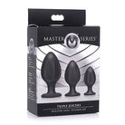 Master Series Triple Juicers Silicone Anal Trainer Set - Three Black Plugs in Graduated Sizes