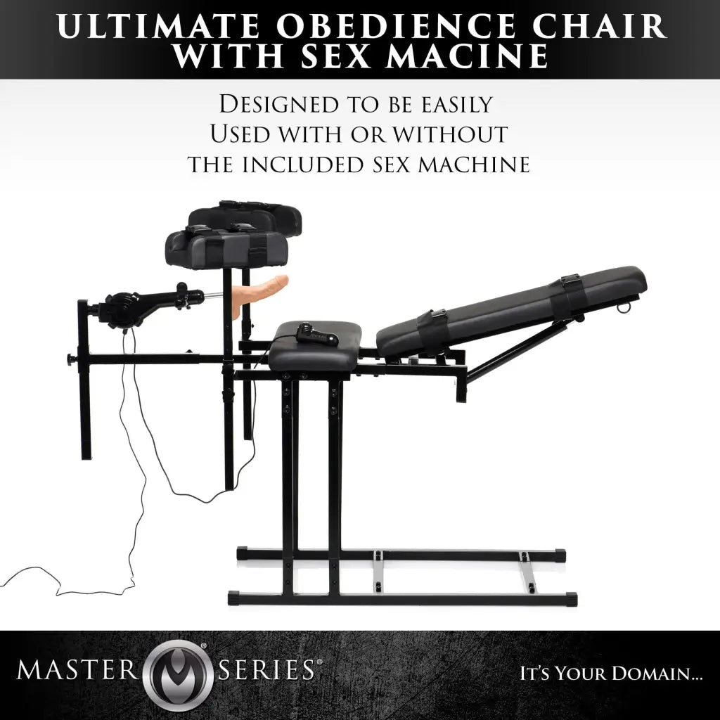 Master Series Ultimate Obedience Chair with Sex Machine and PVC Leather Finish