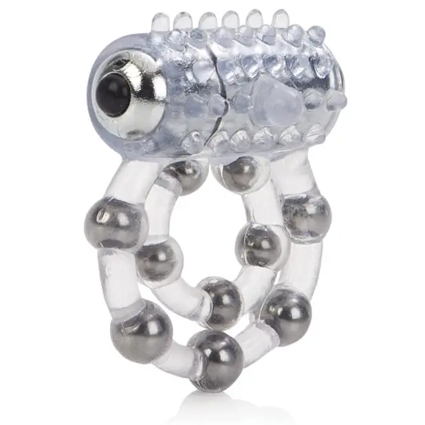 CalExotics Stimulators Maximus Enhancement Ring 10 Stroker Beads - Clear at the Haus of Shag