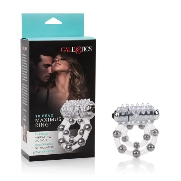 CalExotics Stimulators Maximus Enhancement Ring 10 Stroker Beads - Clear at the Haus of Shag