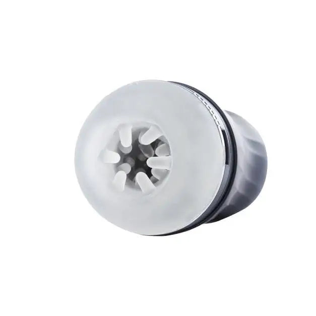 Close-up of Maxtasy Rechargeable Stroke Master white light bulb against white background