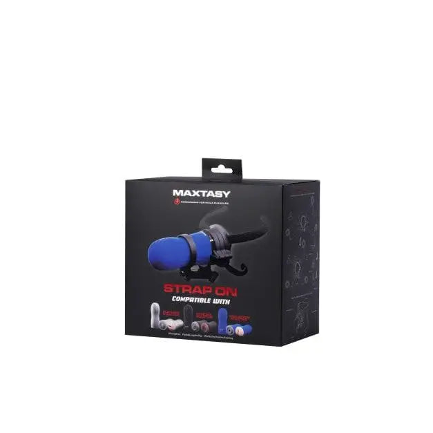 Maxtasy Strap: Hands-free Strokers with Blue and Black Attachment Packaging