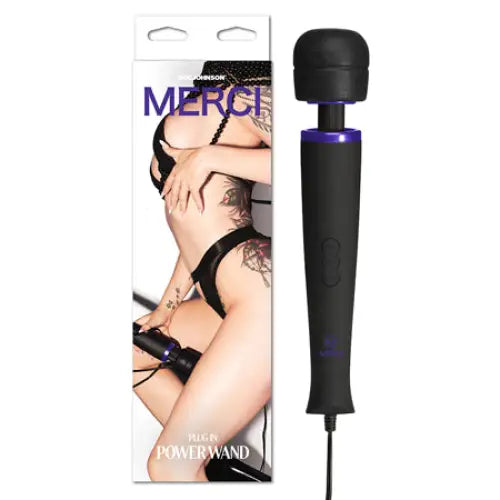 Merci Power Wand Ultra-Powerful Silicone Wand Massager Black Violet - Vibrators and Massagers