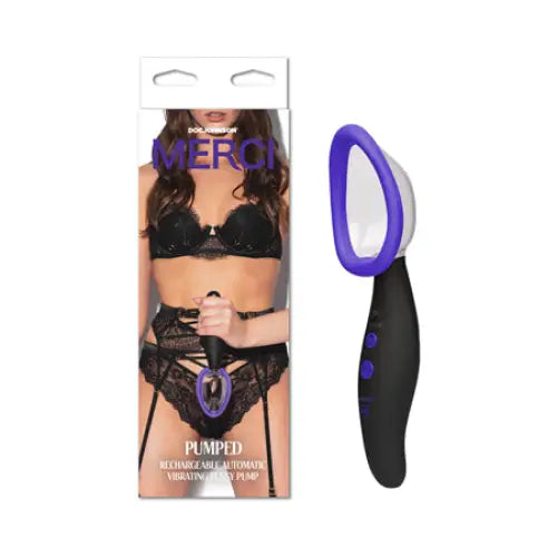 Merci Pumped Rechargeable Automatic Vibrating Pussy Pump Black - Pumps