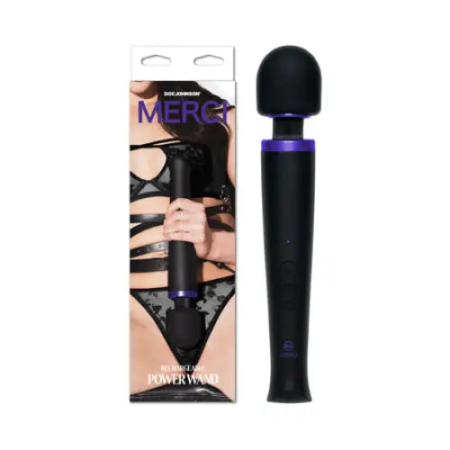 Merci Rechargeable Power Wand Ultra-Powerful Silicone Wand Massager Black Violet - Vibrators and Massagers