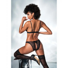 Mesh Cut Out Top & Crotchless Panty Black - Lingerie Set