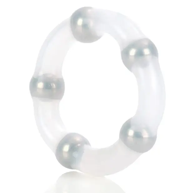 CalExotics Penis Enhancement Metallic Bead Ring - Clear at the Haus of Shag