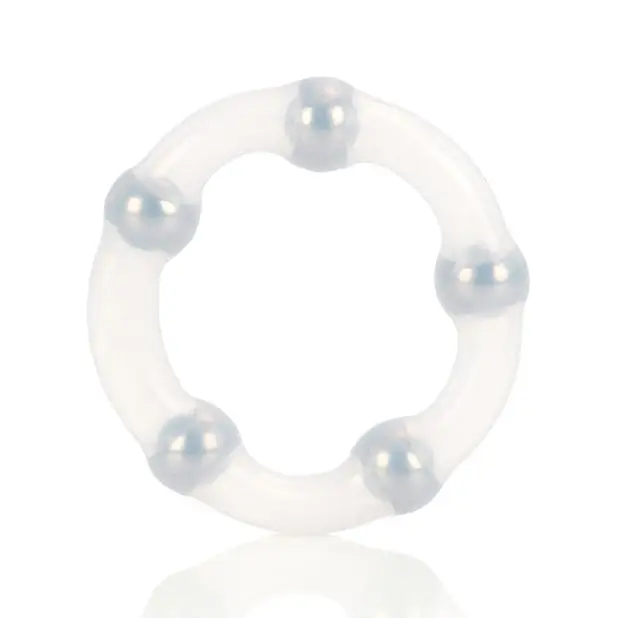 CalExotics Penis Enhancement Metallic Bead Ring - Clear at the Haus of Shag