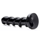 Mighty Screw 9.5 Inch Dildo - Black spiral-shaped anal plug with flared base